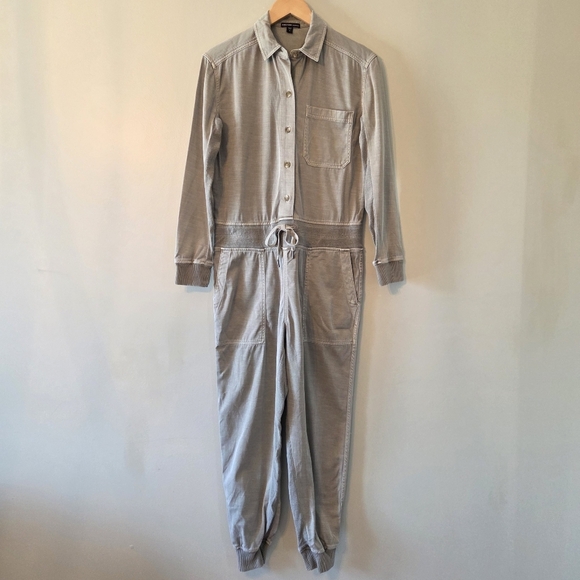 James Perse Mixed Media Utility Jumpsuit Sergeant Drawstring Waist Size Small - Picture 5 of 16